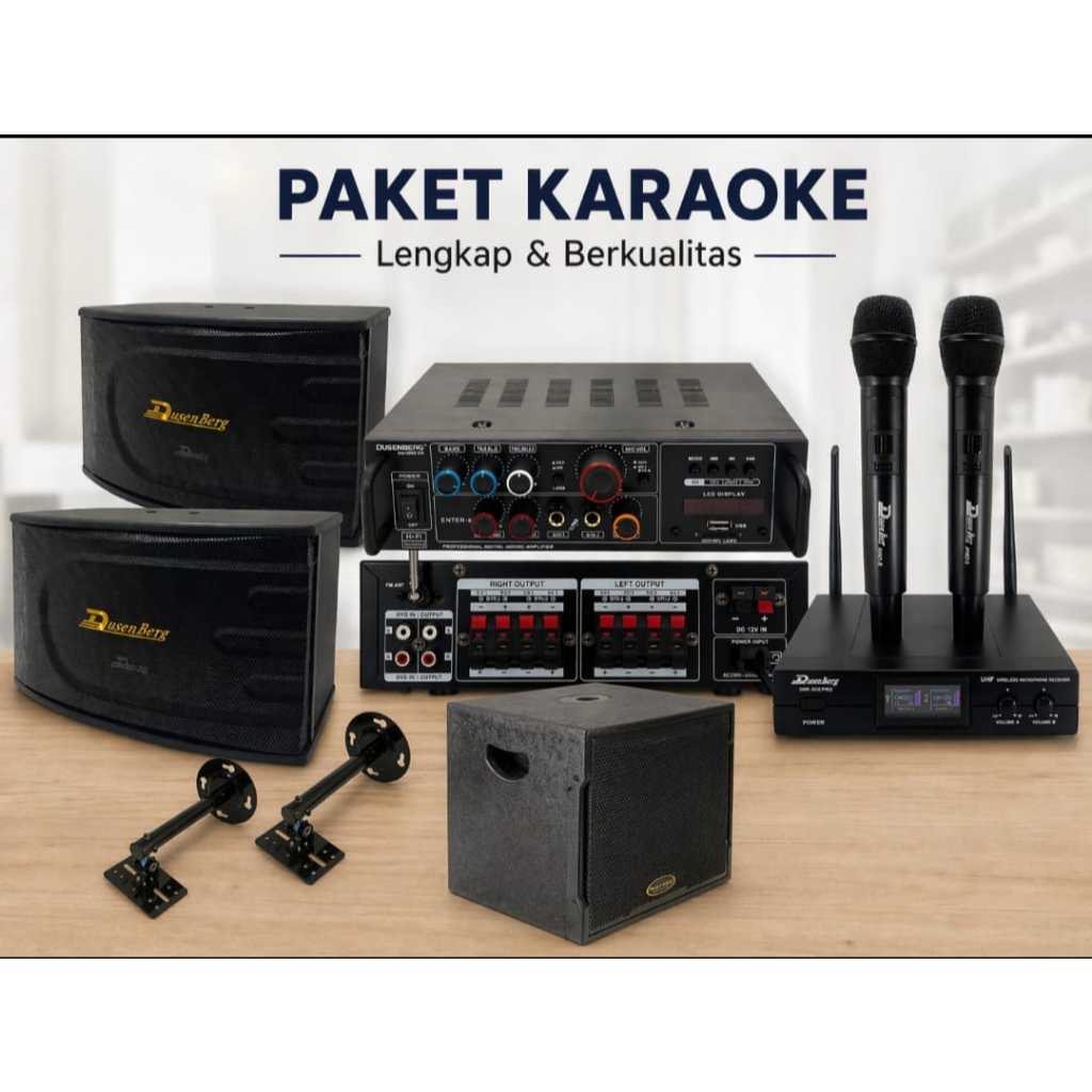 Paket Karaoke rumahan paket karaoke dusenberg 10 inch + subwoofer 12 inch full set original siap pak
