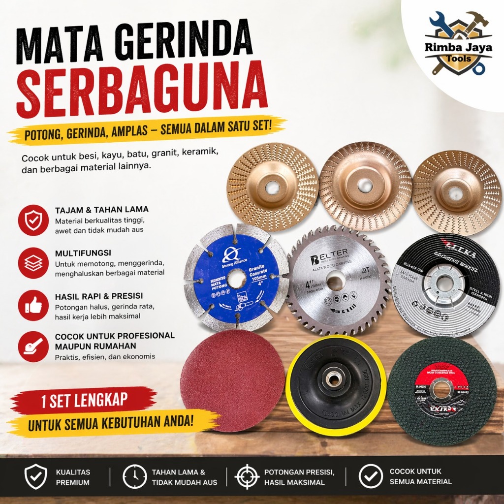 Paket 18 Pcs Mata Gerinda 4" mata potong besi potong keramik potong kayu ukir kayu batu gerinda pole