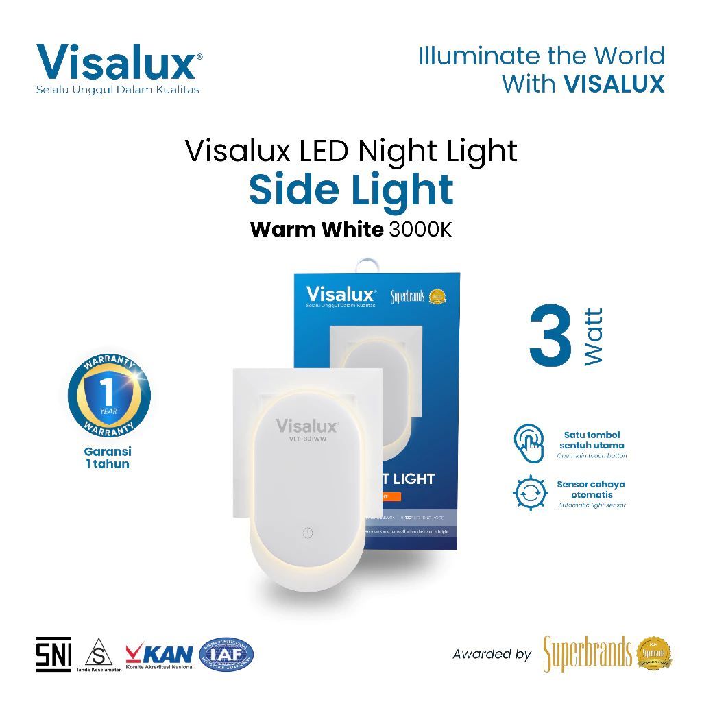 Lampu Tidur Visalux 3 W VLT-301 original 100%