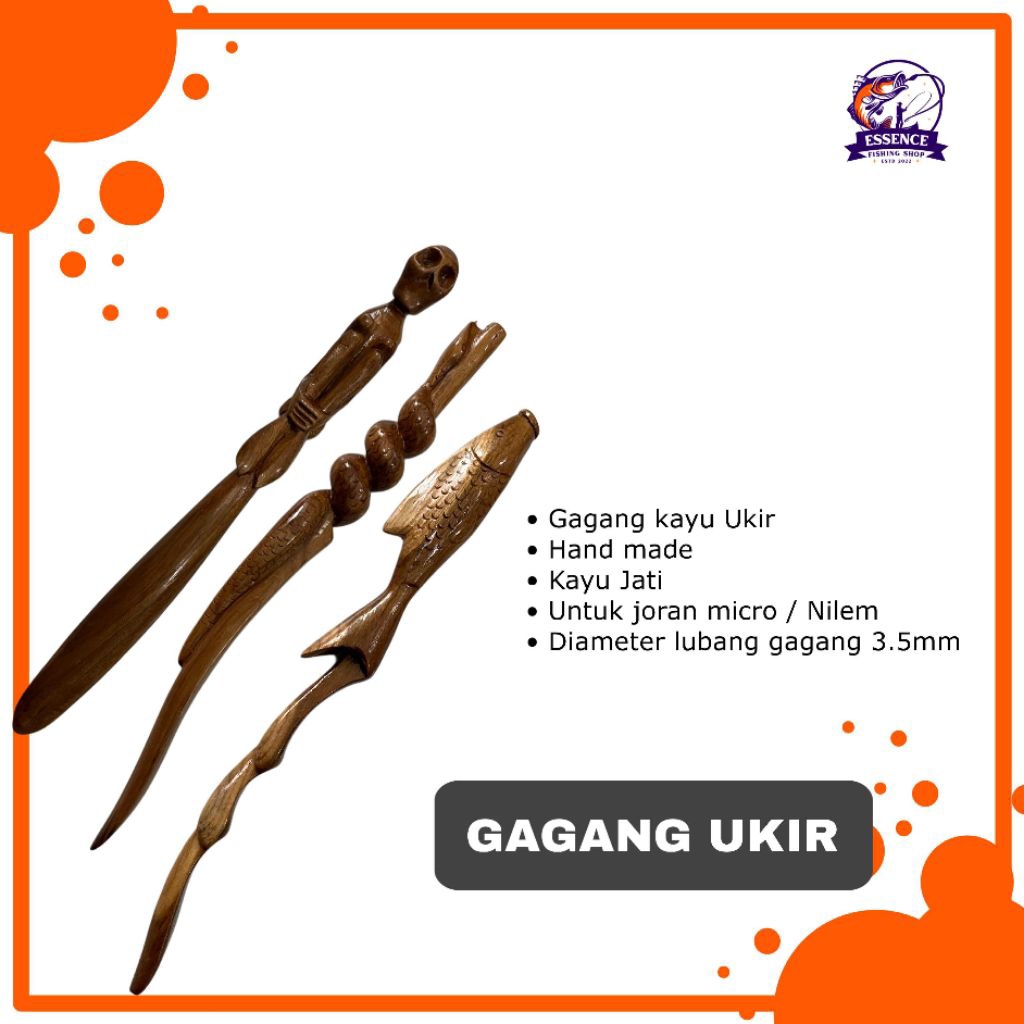 Gagang joran microfishing ukir kayu jati | gagang joran nilem wader