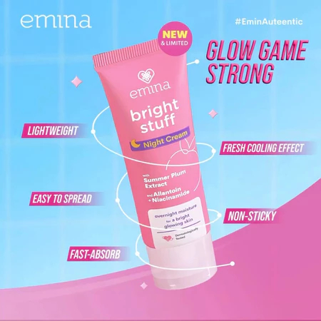 Emina Bright Stuff Night Cream 20g | Pelembab Wajah Malam Hari Emina