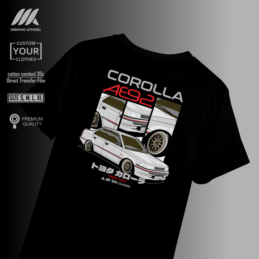 Mimkho Kaos Toyota Corolla AE92/ Corolla AE92 Twin cam T-shirt / Kaos Mobil Corolla Twin cam Ae92