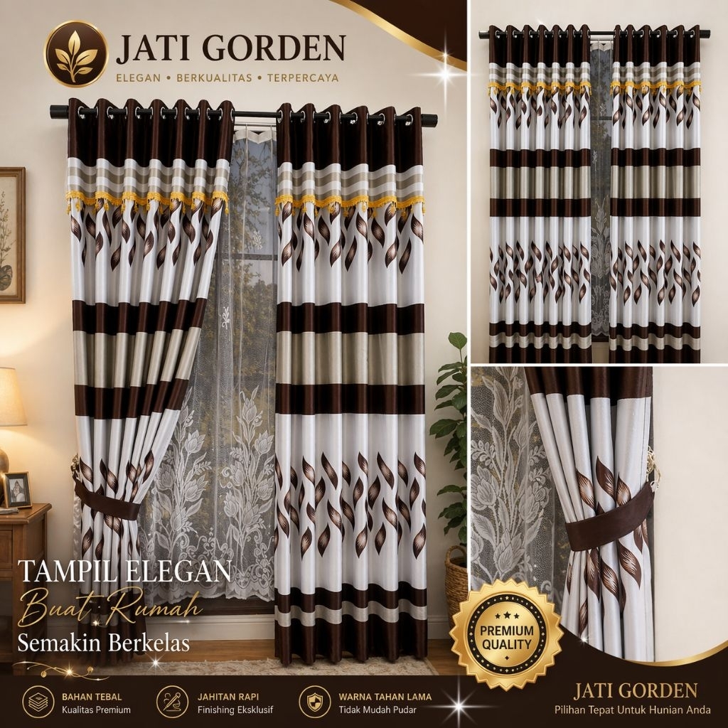 Gorden Mewah Ruang Tamu Motif Bunga Tulip Blackout Prinmas