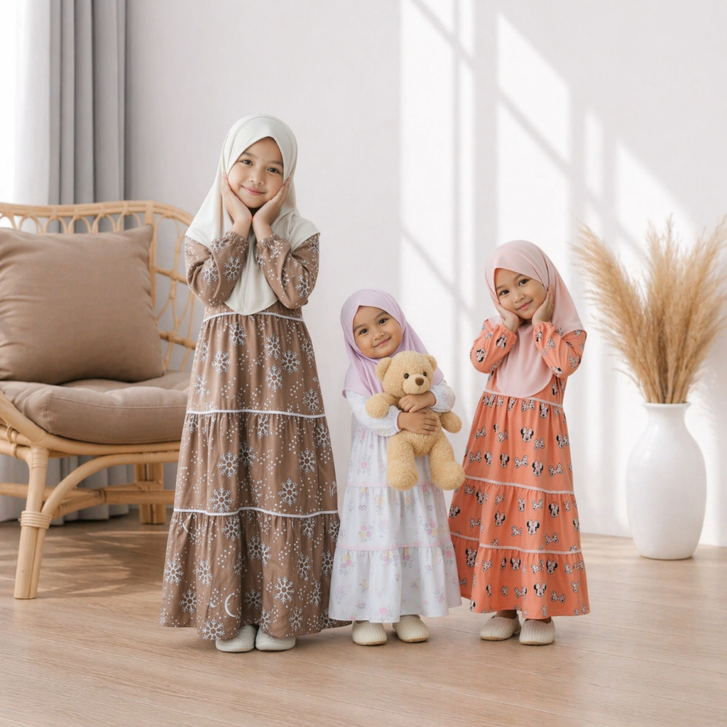 Hijababc - Gamis Anak Mewah Model Princess – Baju Muslim Anak Pesta Super EleganGamis Anak Mewah Mod
