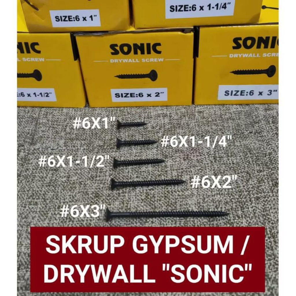 SEKRUP GYPSUM 2cm 2,5cm 3cm 4cm 5cm 7cm Baut Sekrup Baja Gypsum Gipsum 750gram