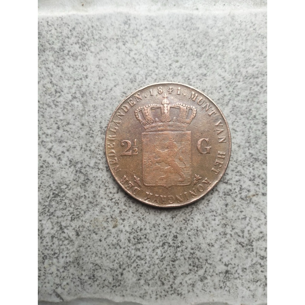 Koin Perak Langka 2 1/2 Gulden Belanda 1841 - King Willem II (Rijksdaalder)