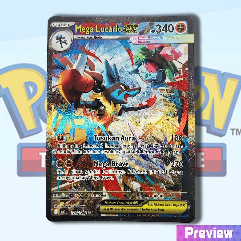 Kartu Pokemon TCG Indonesia - Mega Lucario EX MA1 175/126 SAR 100% ORIGINAL
