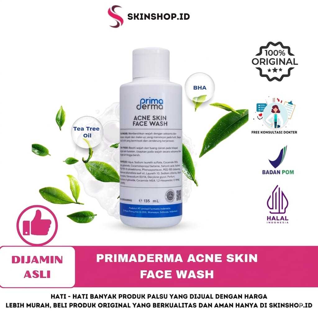 Primaderma Acne Skin Face WASH 135ml Original / Sabun Wajah Berjerawat BPOM Aman