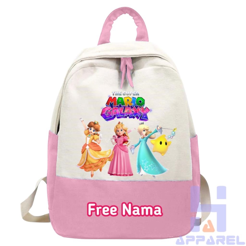 TAS RANSEL ANAK KARAKTER PRINCESS PEACH PRINCESS DAISY ROSALINA LUMA THE SUPER MARIO GALAXY FREE NAM