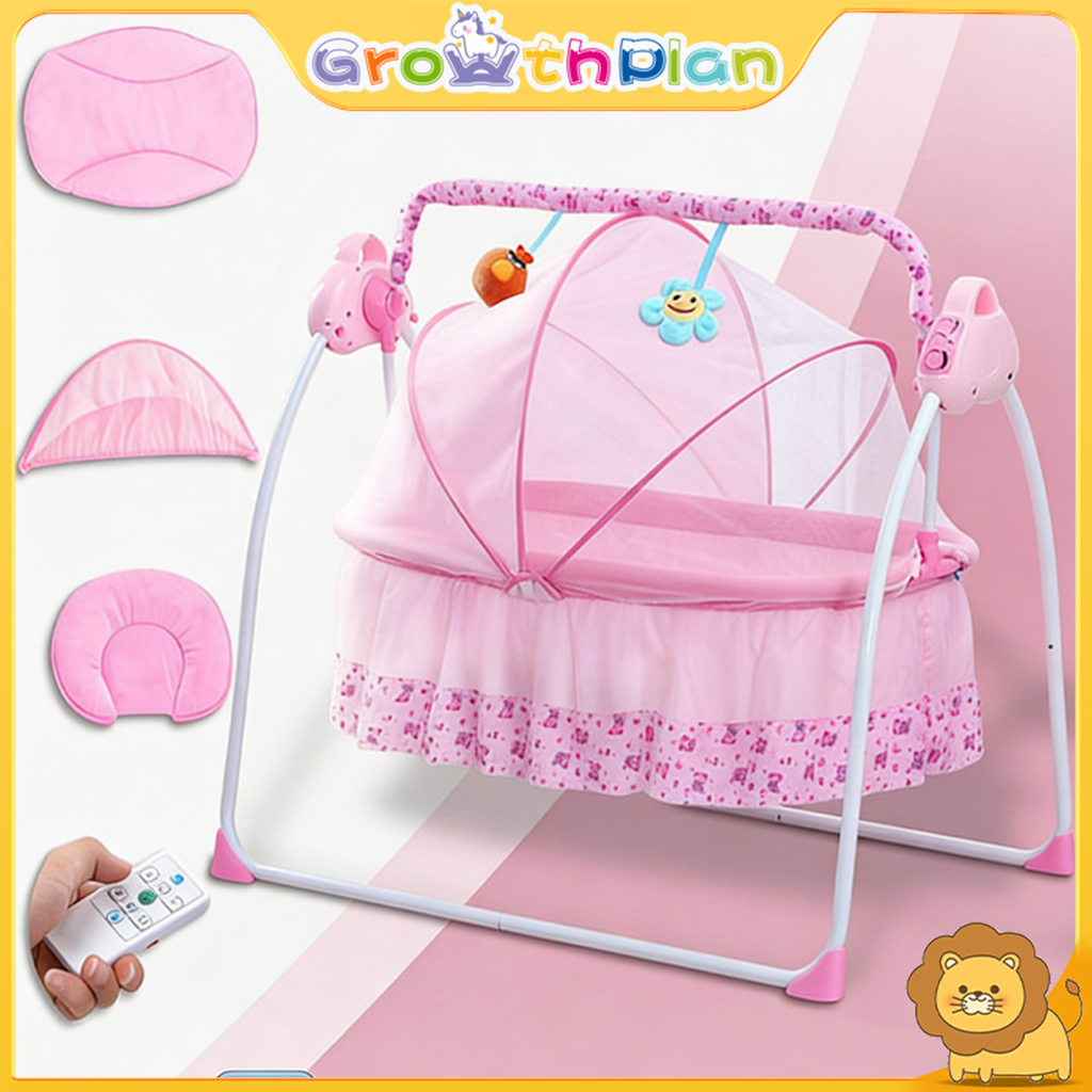 Ayunan Bayi Otomatis tempat tidur bayi goyang ayunan remote control Tempat tidur bayi yang aman deng