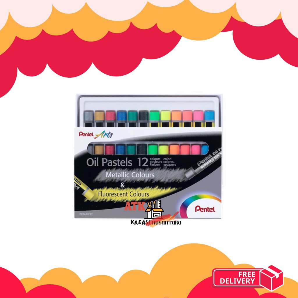 PENTEL Crayon Metallic & Fluorescent Oil Pastel | Crayon Berkelip & Nyala Dalam Gelap