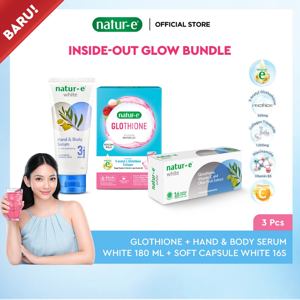 Natur-E Inside-Out Glow Bundle (Natur-E GLOTHIONE Glutathione Next-Gen Brightening Berry Collagen Dr