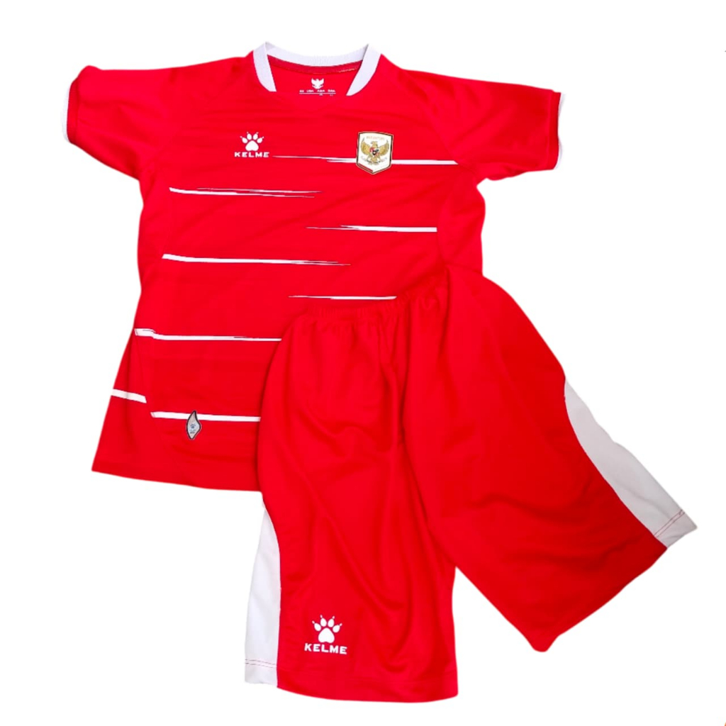 PREMIUM SETELAN BAJU BOLA JERSEY TIMNAS INDONESIA HOME KELME MERAH ANAK KIDS 2026