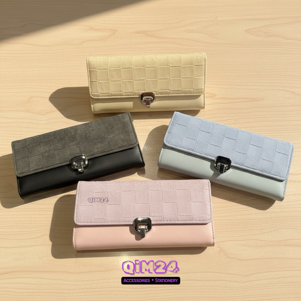 W01 - Dompet Panjang Wanita Kulit Halus Kekinian - Dompet Kartu  - QiM24
