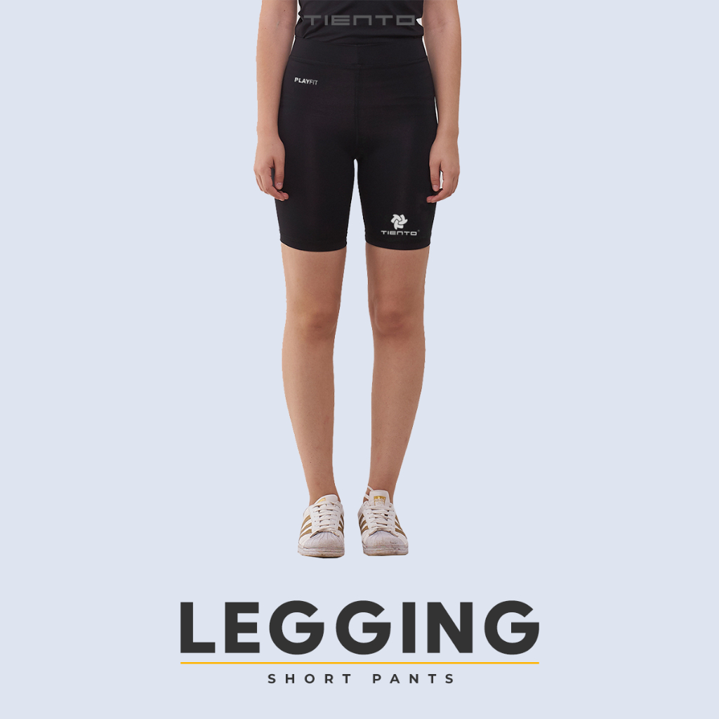 Tiento Celana Legging Pendek Leging Olahraga Short Pants Black Wanita Original