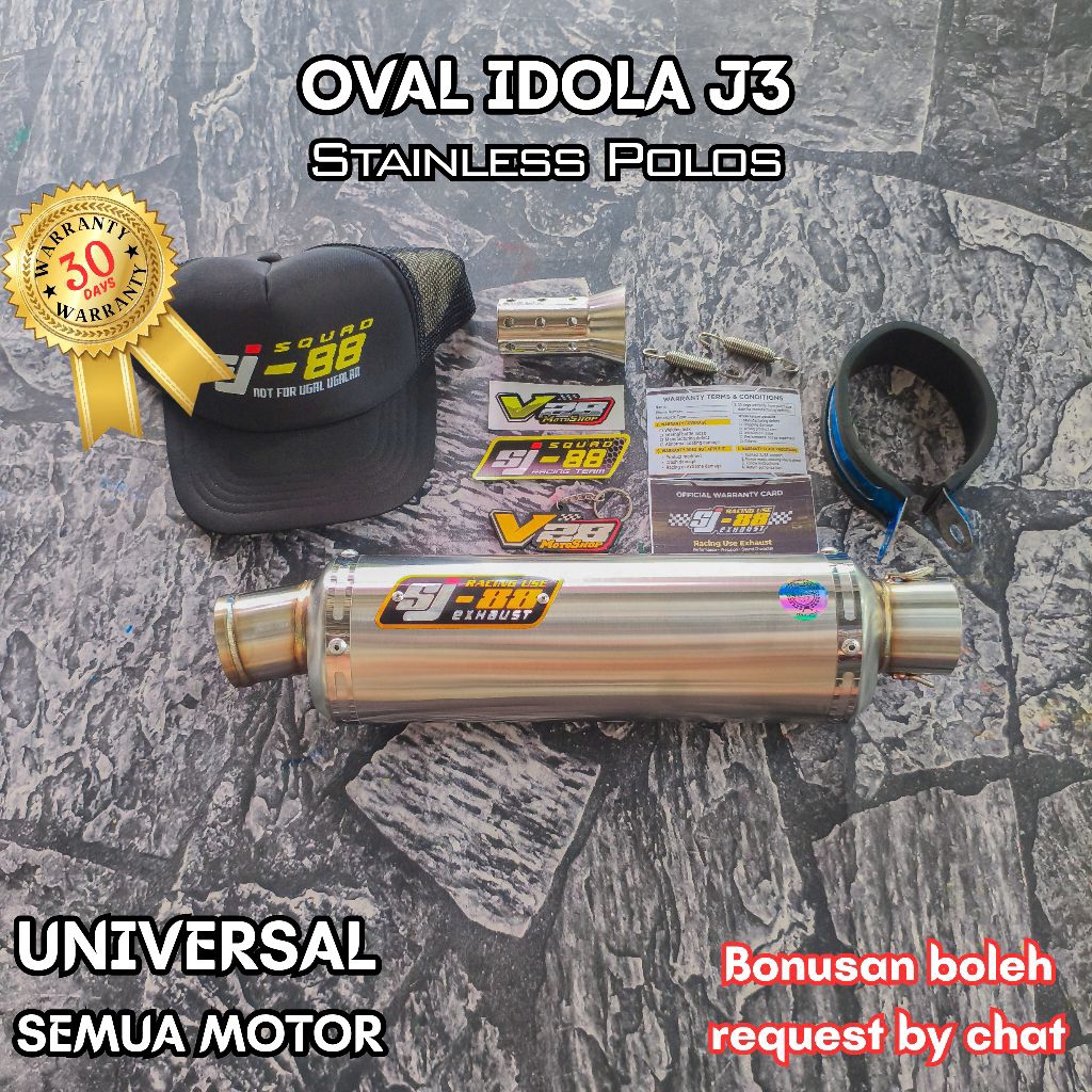 Knalpot SJ88 SILINCER Only type OVAL IDOLA J2 / J3 Stainless Polos Silinser Original SJ-88 Racing Ex