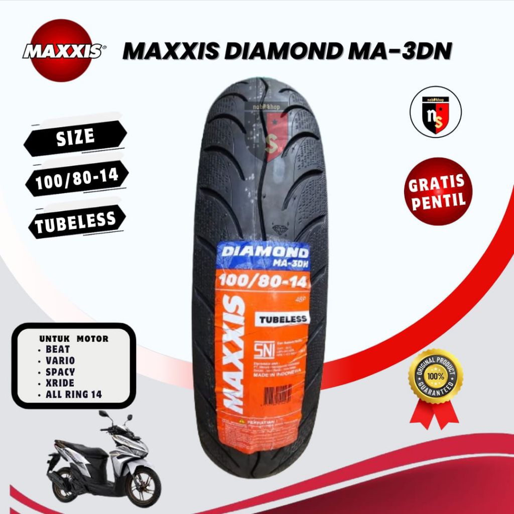 ban motor maxxis diamond ring 14 ukuran 100/80 original