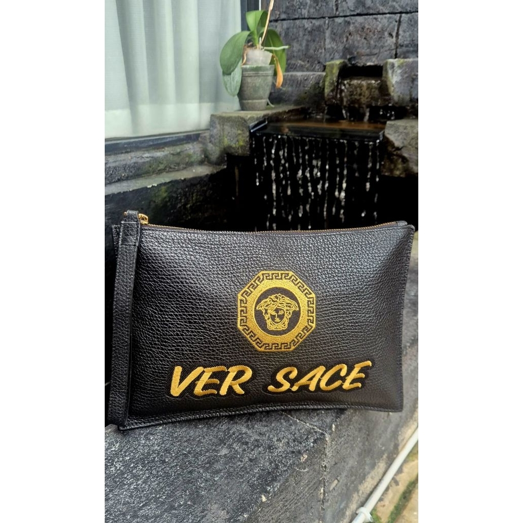 handbag / clucth versace motif logo bordir