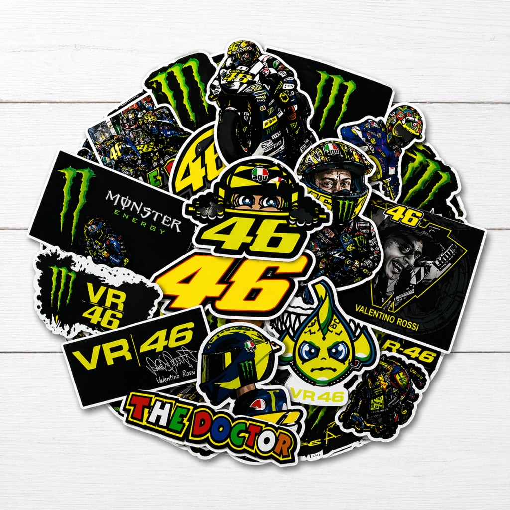 Sticker stiker motor, helm, laptop, kulkas valentino rossi