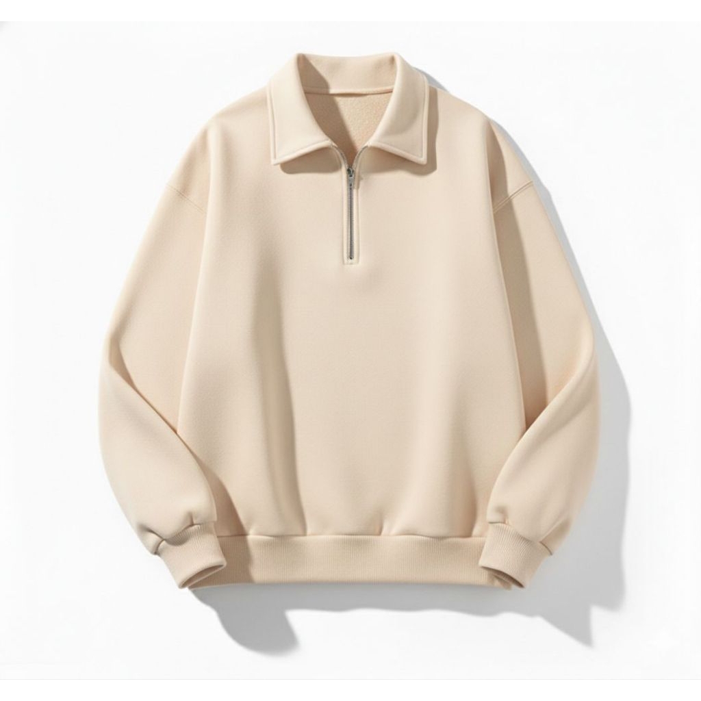 Sweater Crewneck Half Zipper murah