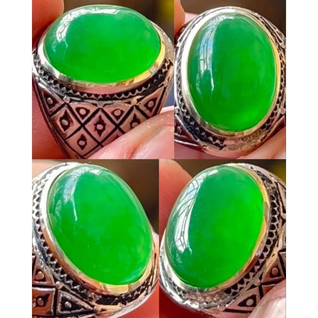 NATURAL CINCIN GIOK BURMA IJO KRISTAL/GREEN JADE BURMA KUALITAS SUPER GOOD LUSTER AJIB SUPER