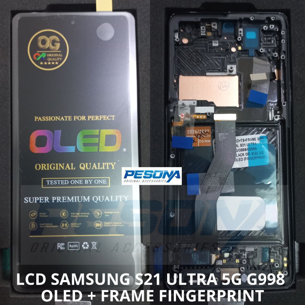 LCD SAMSUNG GALAXY S21 ULTRA 5G G998 TOUCHSCREEN OLED + FRAME FINGERPRINT ORIGINAL MERK OG