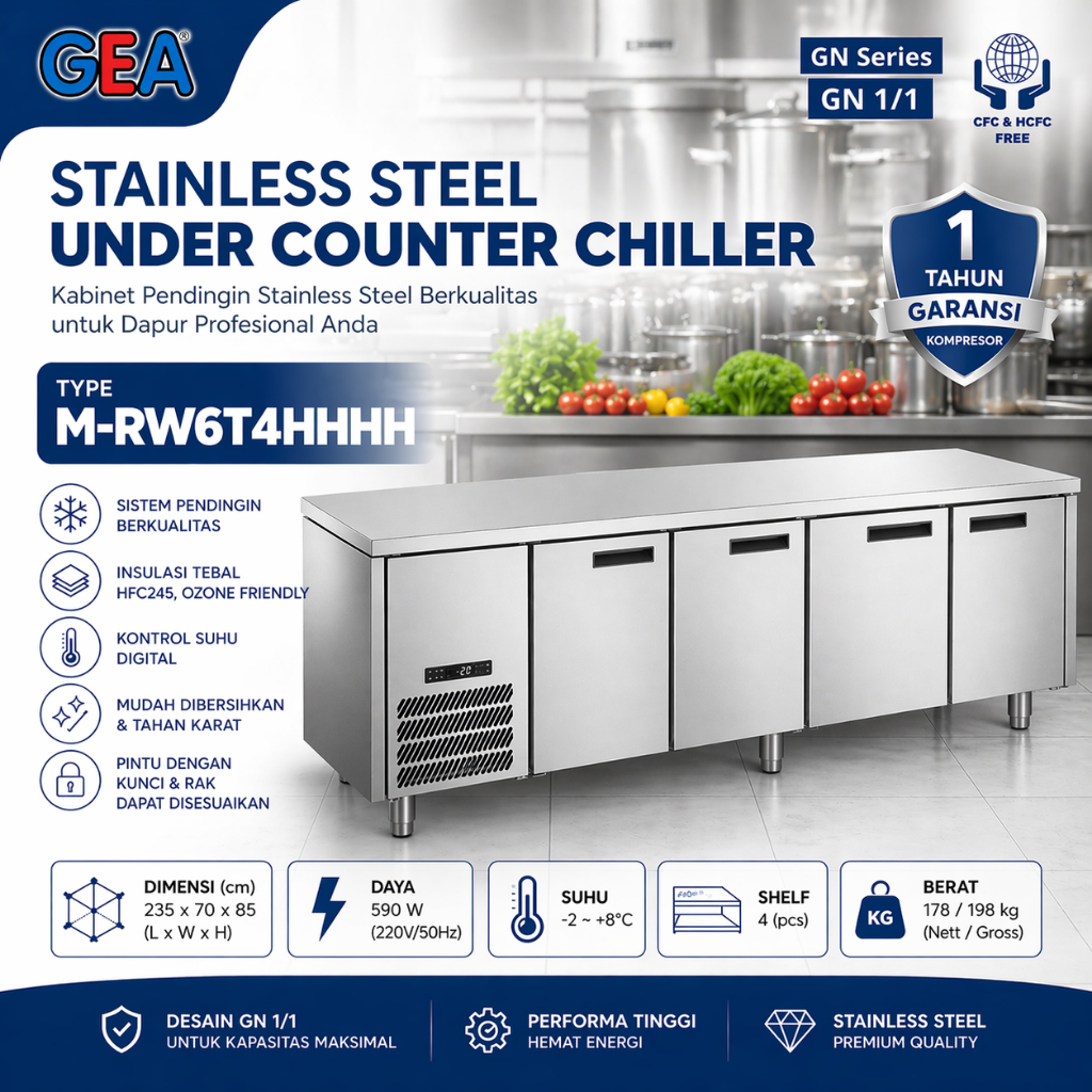 GEA S/S Under Counter Chiller M-RW6T4HHHH / M RW6T4HHHH / MRW6T4HHHH