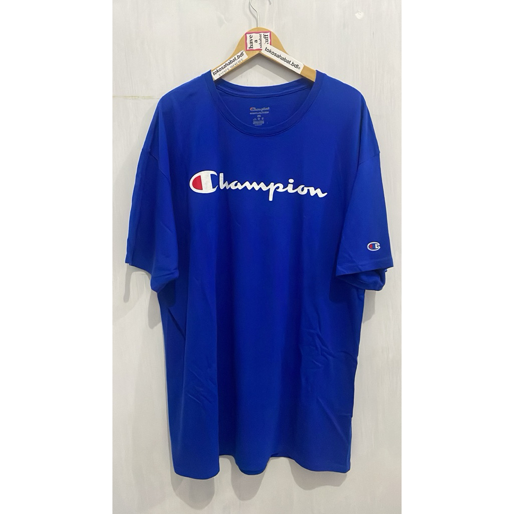 CHAMPION Blue Big Logo Tshirt Second Original