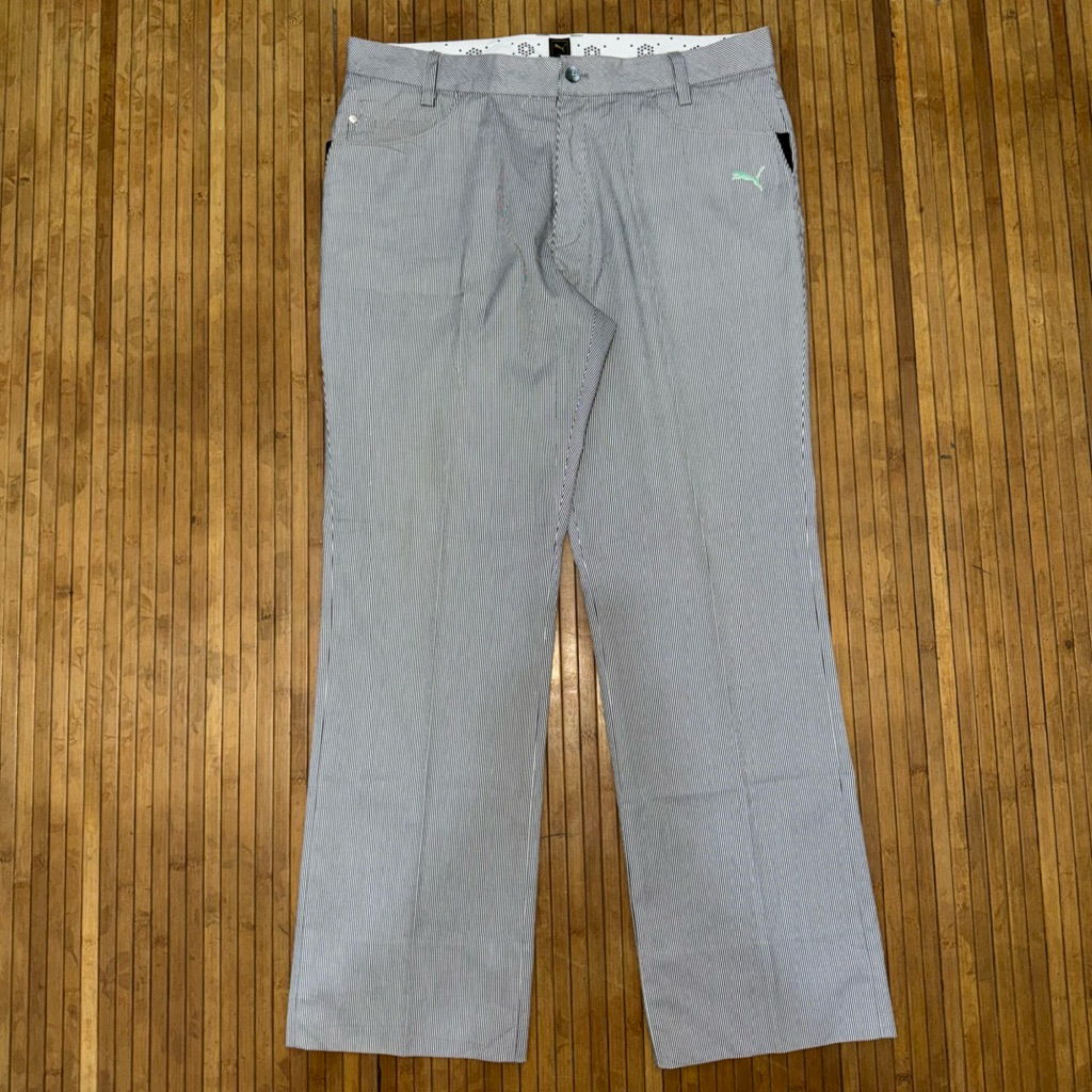 PUMA GOLF STRIPED WHITE BLACK PANTS mark & lona malbon