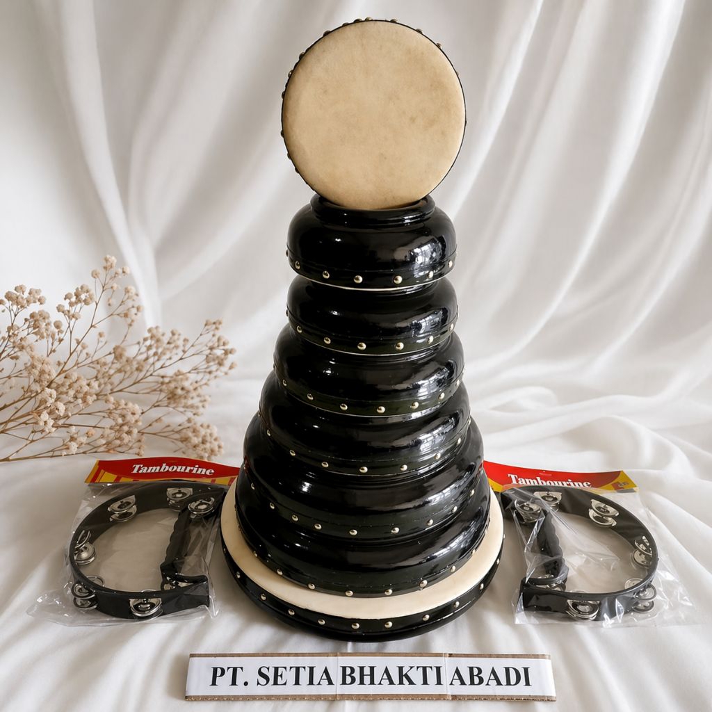 Rebana Qasidah LASQI Polos Super Premium 8 Susun + 2 Markis + Tas | Suara Lantang Cocok Lomba & Pent