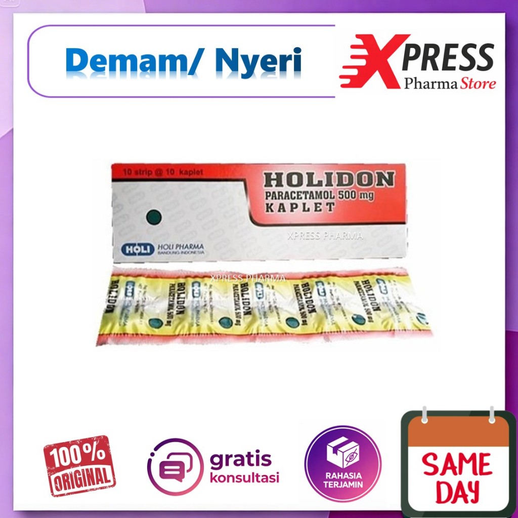 XPRESS  Holidon DUS Obat Panas Demam Nyeri Pusing Sakit Gigi Holi don Tablet kaplet Dos Paracetamol 