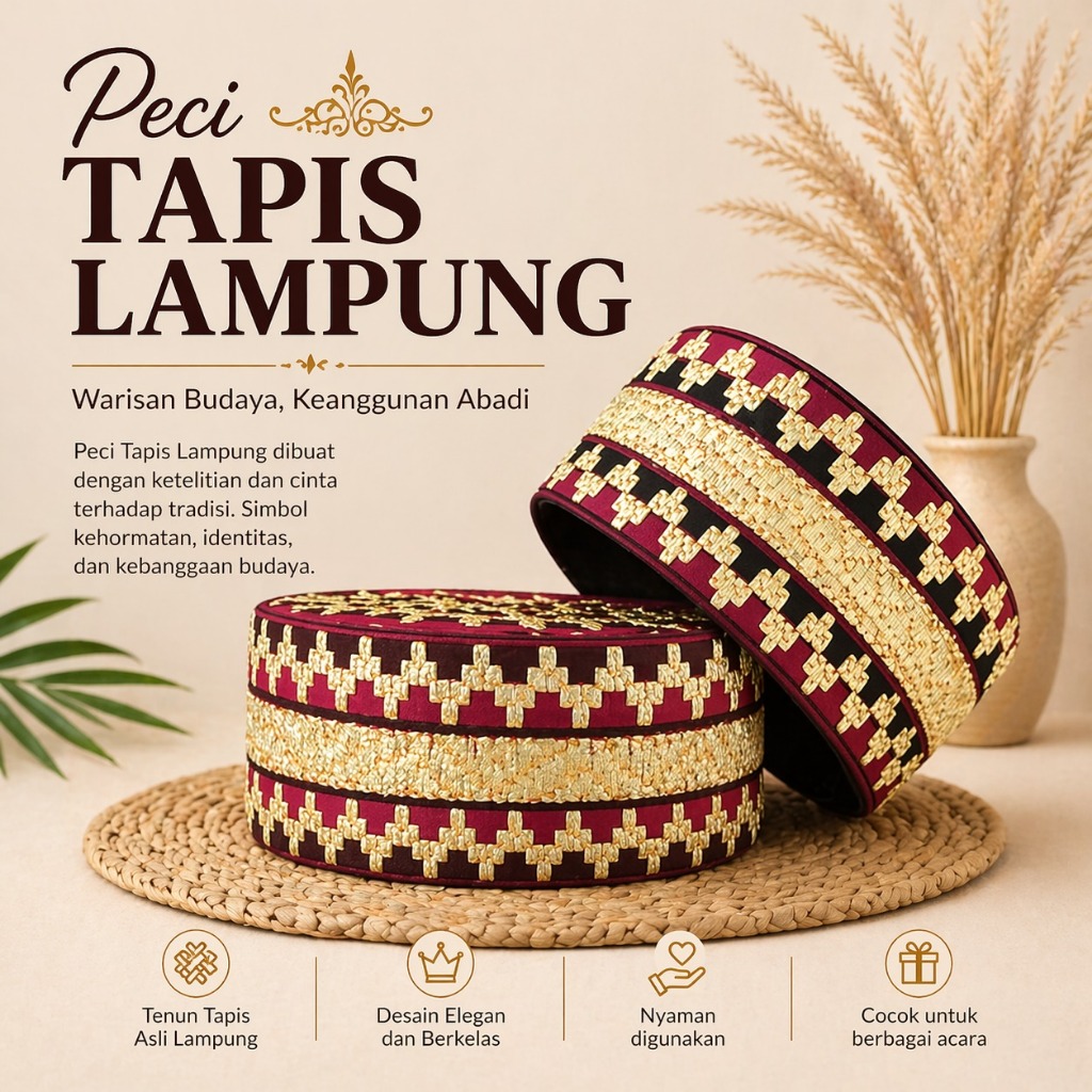 Grosir Peci Topi Tapis Lampung Dewasa Anak-Anak Remaja Kekinian Modern 2022  Murah Asli Sulaman Mata