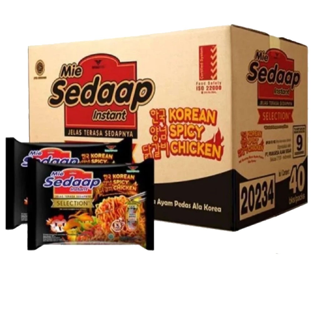Mi Instan Mie Sedaap Goreng Rasa Pedas ala Korea 1 Dus Isi 40 Bungkus