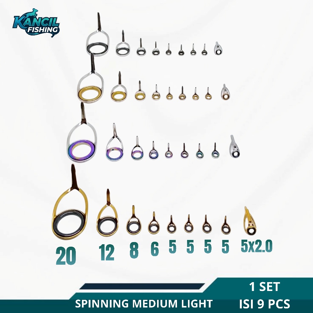 Ring Guide SPINNING MEDIUM LIGHT 1 Set isi 9 pcs / Ring K SERIES Non Fuji
