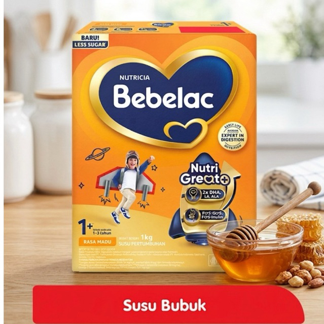 Bebelac 1+ GroGreat+ Susu Bubuk Pertumbuhan Anak Rasa Madu 1 kg || Susu Bebelac 1+ rasa Madu || Susu
