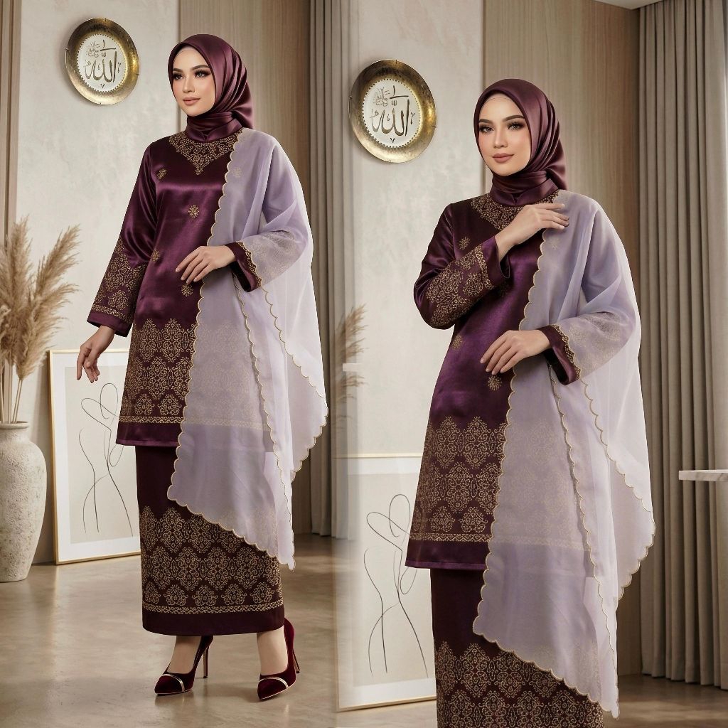 Setelan Rok+Selendang Bordir Premium//Set Selendang Almeera Bordir Premium Mewah dan Elegan//Setelan