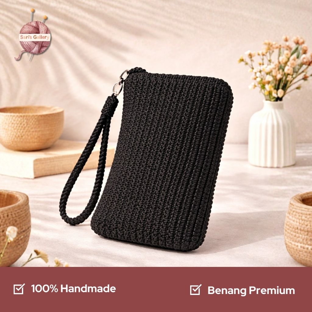 Handbag Tas Rajut Hitam Pria Wanita