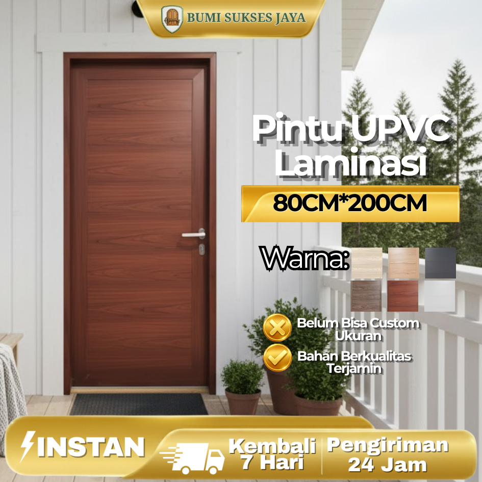 Pintu UPVC Laminasi 80CM*200CM Pintu Serbaguna Pintu Kamar Mandi UPVC Pintu Anti Rayap Awet Tidak Mu