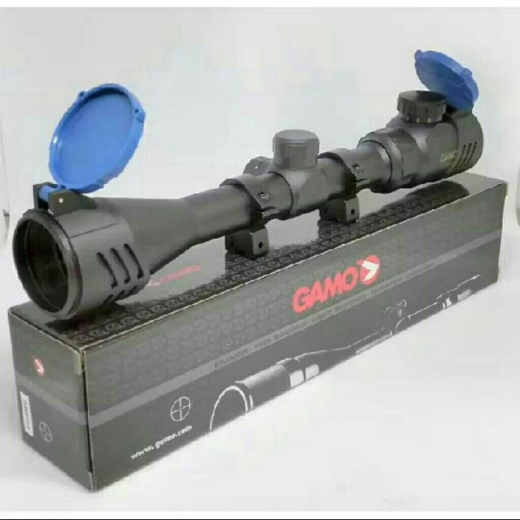 Teleskop GAMO 3-9x40 – Scope Senapan Angin Zoom 3-9x – Teleskop Berburu Jernih + Tutup Flip Up Biru