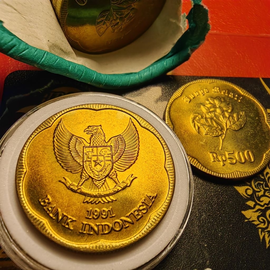 koleksi 500 rupiah melati tahun 1991 1992 GRESS ory sudah di kemas pelindung koin
