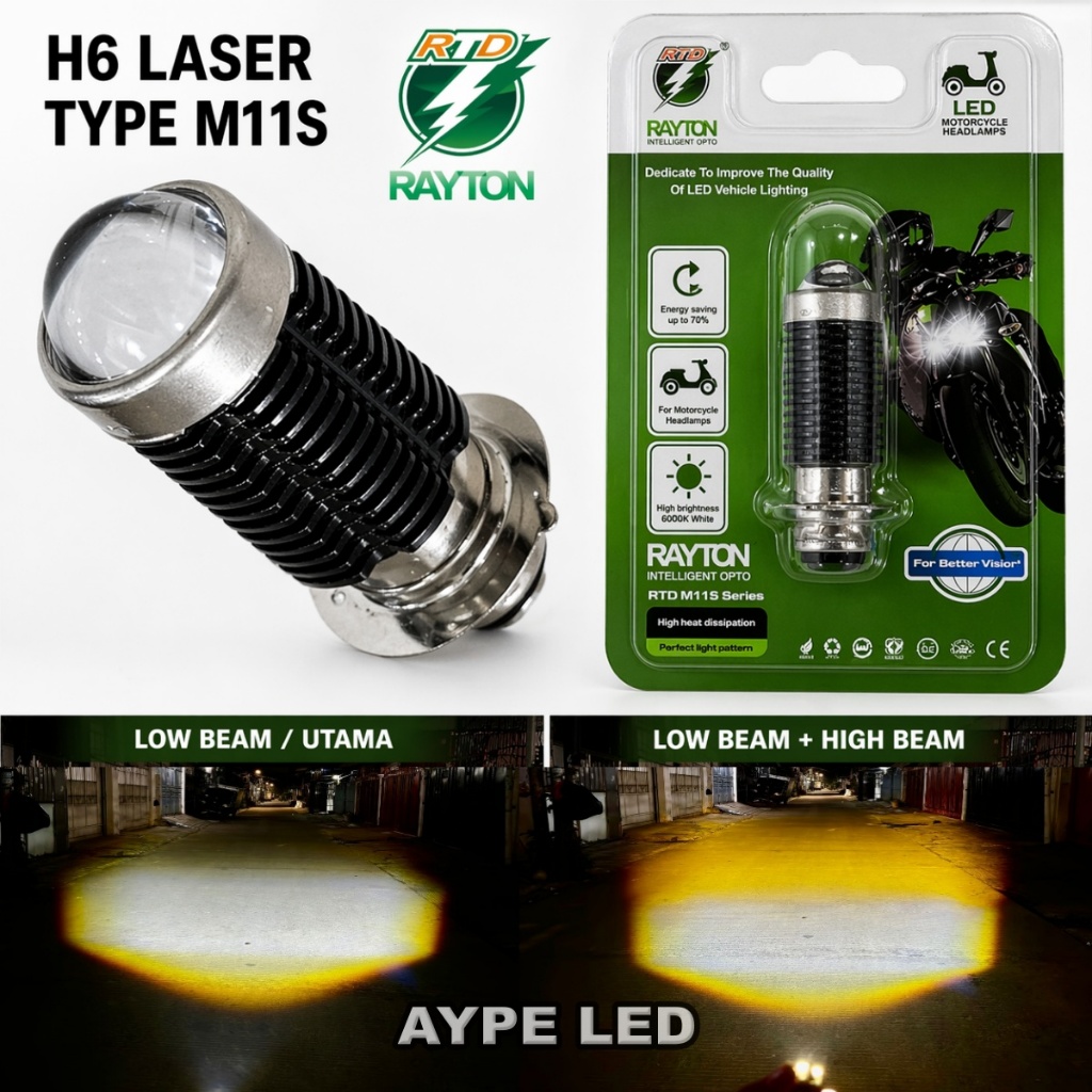 Lampu LED RTD H6 LASER M11S Upgrade D3 2 WARNA high lo Putih Kuning Warranty 1 Tahun