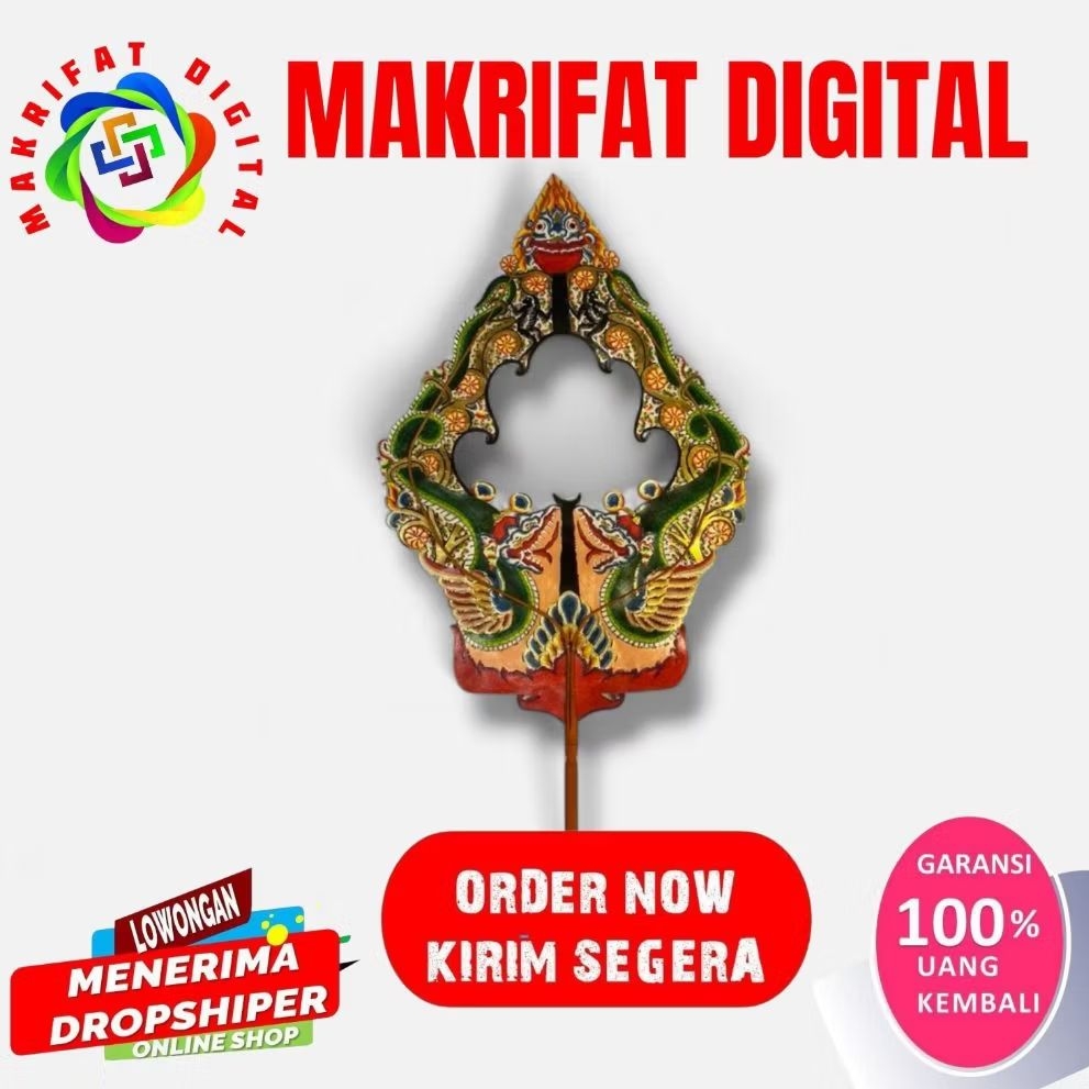ZACK MART Wayang Kulit Gunungan Bolong 60cm Asli Kulit Sapi Tatah Sungging Standar Pedalangan Koleks