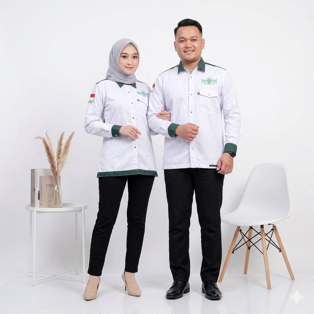 Kemeja HSN, Kemeja nu lengan panjang, Kemeja bordir nu, Kemeja pria, Kemeja nu