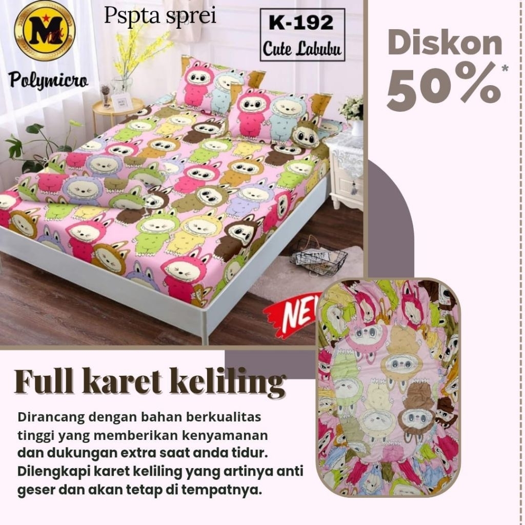 SPREI FULL KARET KELILING SPREI BATANGAN UKURAN 200x200 180x200 160x200 SPREI  SAJA