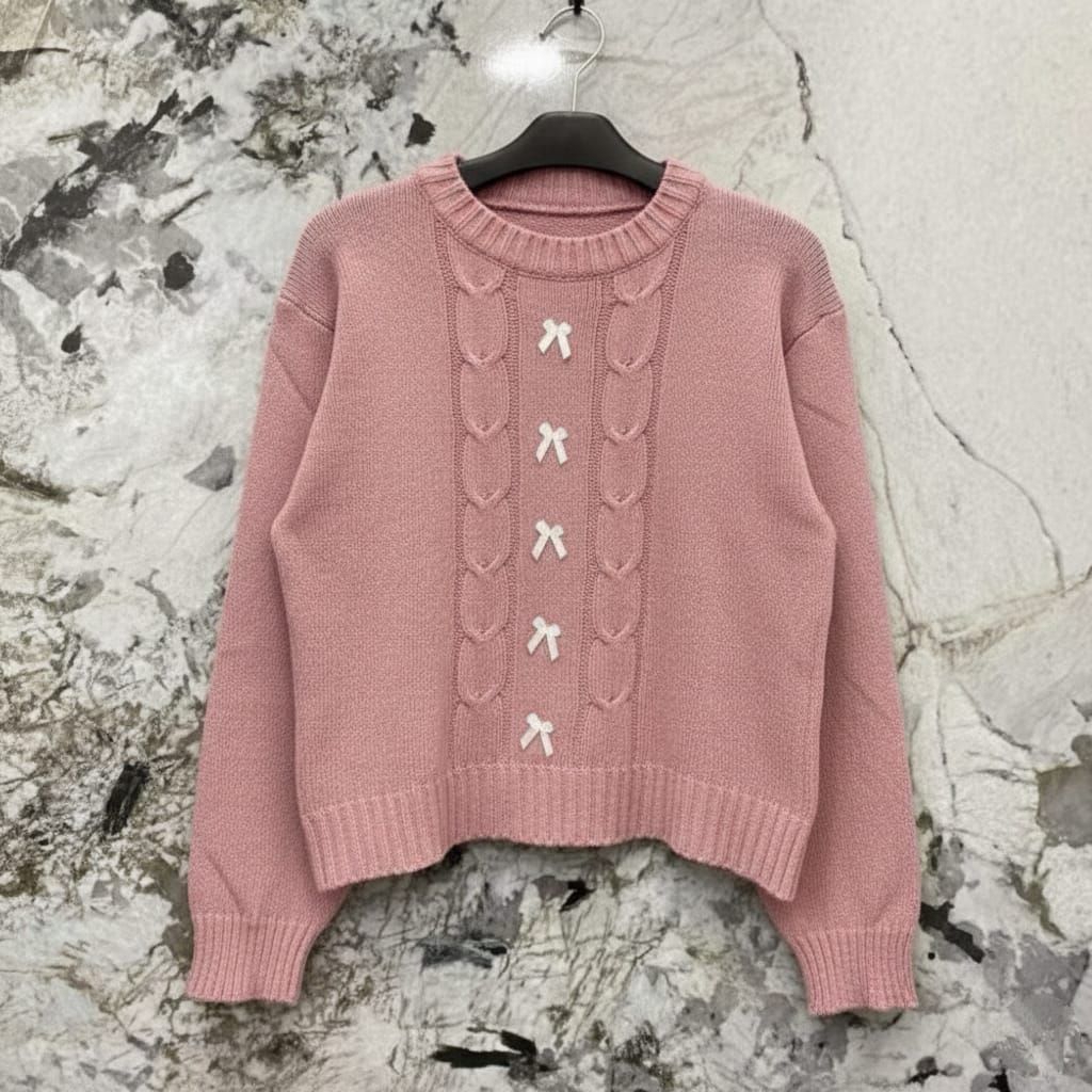 Blouse Sweater Rajut Cable Korean Style Jumbo Terbaru / Baju Rajut Wanita Cable Pita Kekinian