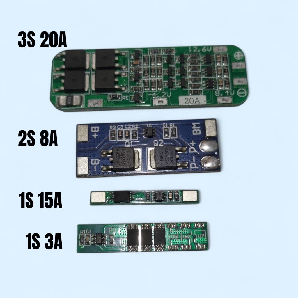 Modul BMS 3S 20A, 2S 8A, 1S 15A, 1S 3A - Perlindungan Baterai Li-ion 18650, Deteksi Tegangan Presisi