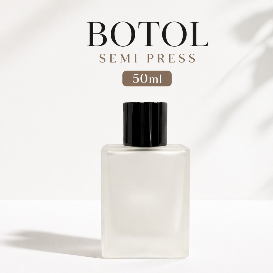 CASA KOTAK 50ML. BOTOL 50ML FROSTED. SEMI PRESS. BOTOL PARFUM SEMI PRESS.PER PCS