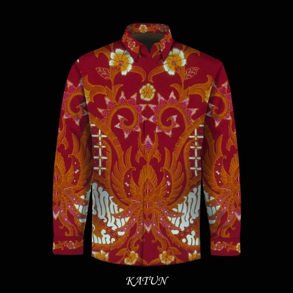 kain batik tulis pria bahan katun warna merah mewah. kain batik pria