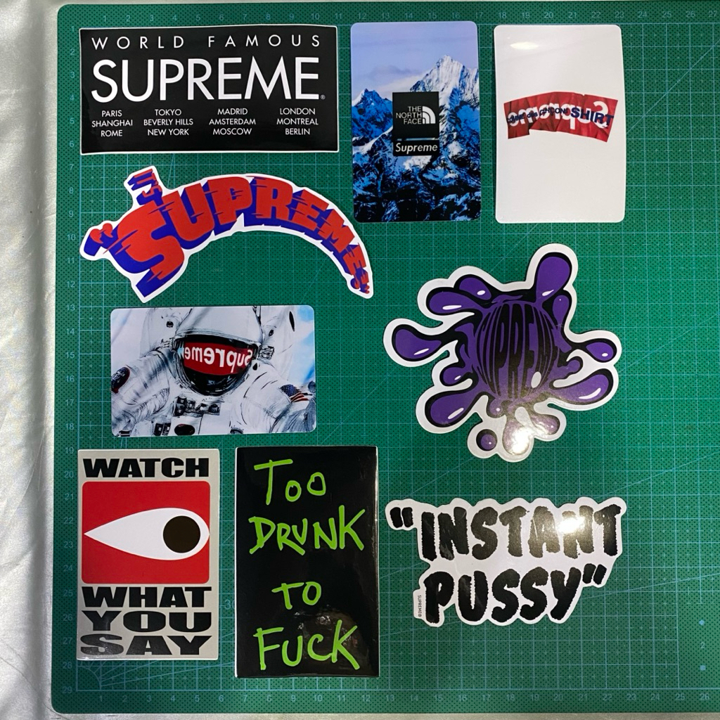 Sticker Pack Supreme: SS15 World Famous, Astronaut, 2014 Too Drunk, 2005 Watch What You Say, FW15 Sp