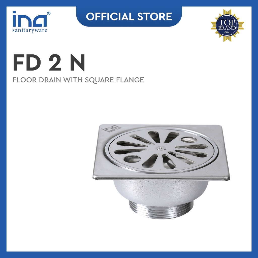 INA Floor Drain Afur Saringan Penutup Saluran Kamar Mandi with Square Flange - FD 2 N